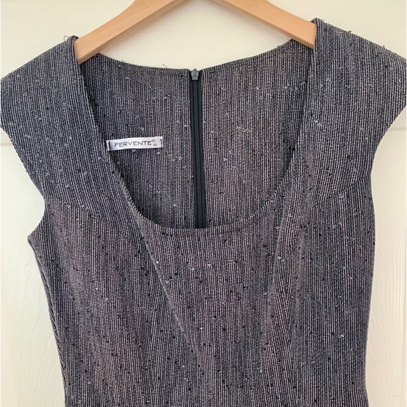 Italian Boutique Dress with shimmery sequins and modern bias cut skirt - Picture 4 of 7